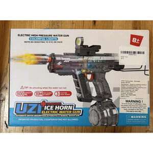 UZI Ice Horn Electric Water Gun. Automatic Recharge LI Battery Powered NEW